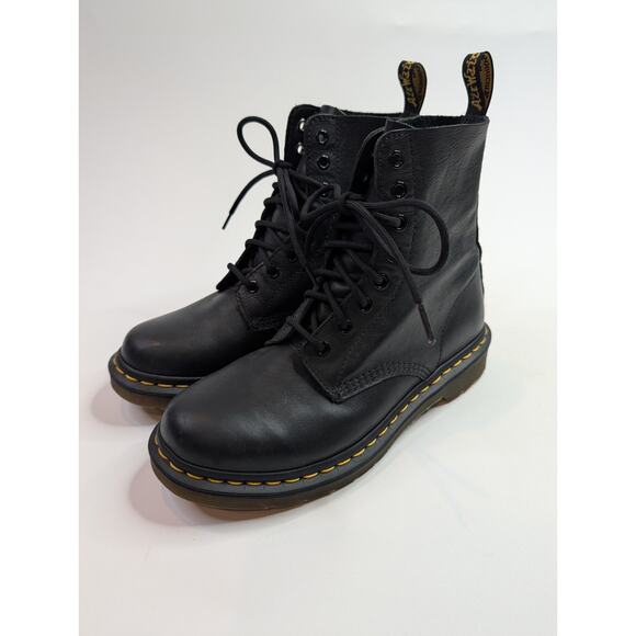 Dr. Martens 1460 WOMEN'S PASCAL VIRGINIA LEATHER BOOTS Laced-Up Punk Biker Sz 8 - Picture 1 of 8